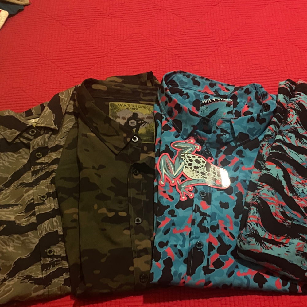 Warrior Men's Camouflage and Patterned Button Down Shirts 3XL